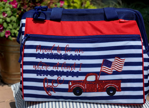 Red, White and Blue Stripe Cooler